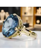 Oro amarillo de 14 quilates Aguamarina Anillo Artesanía vintage vrc369y